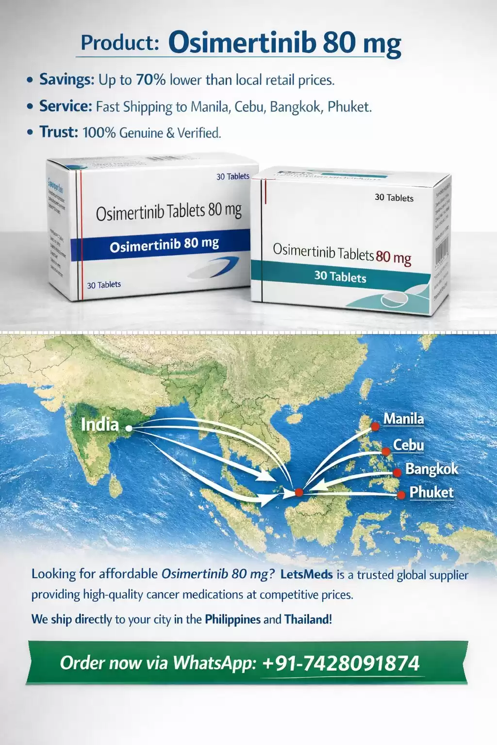 Generic Osimertinib 80 mg Price in Philippines