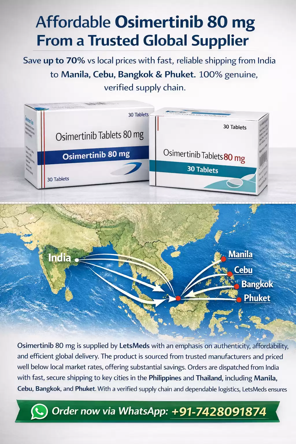 Generic Osimertinib 80 mg Tablet Cost Philippines