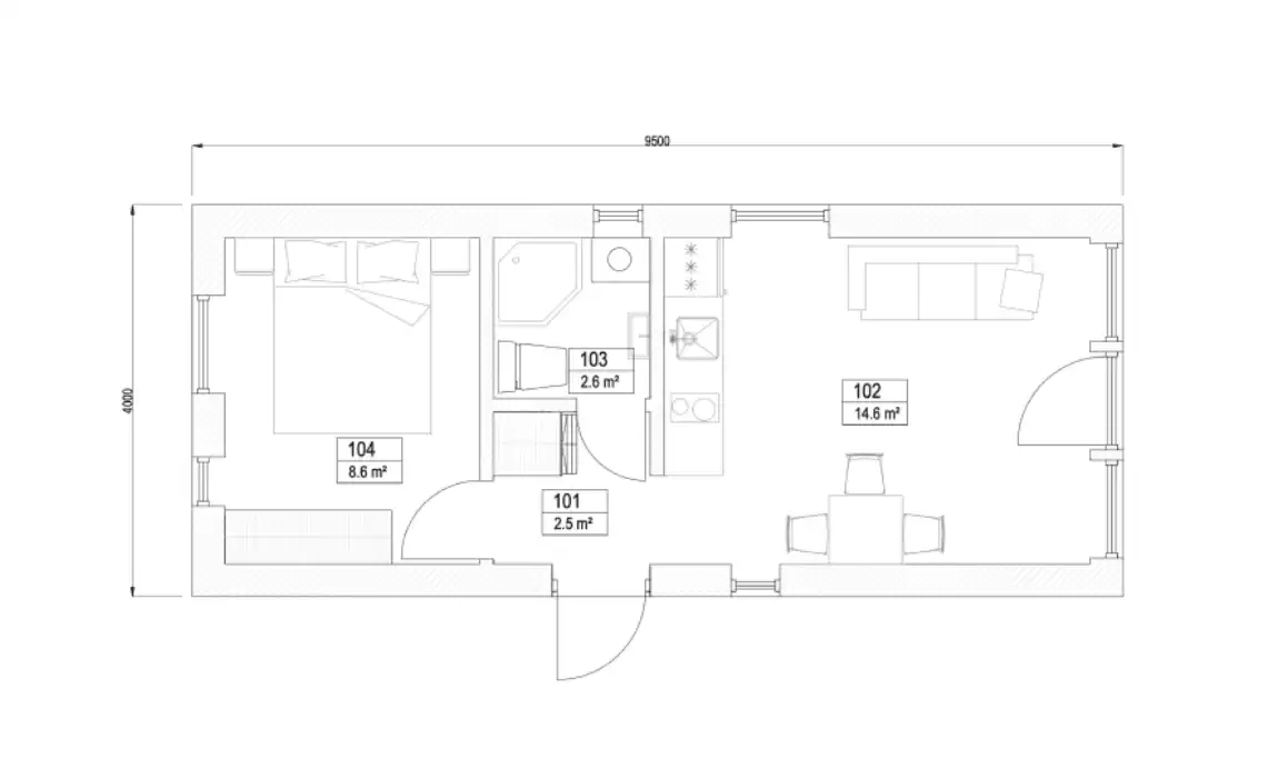 Casa Modular 38 m² con Terraza