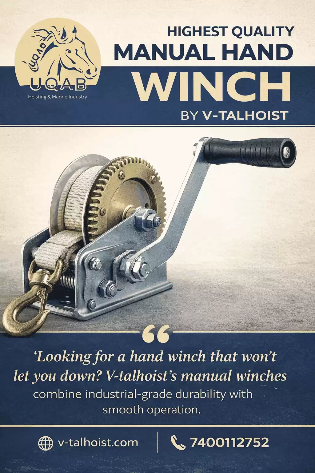 Highest Quality Manual Hand Winch by V-talhoist