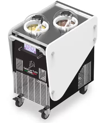 Commercial Battery-Powered Gelato Ice Cream Maker Cart – DC Mobile Top Churn Machine