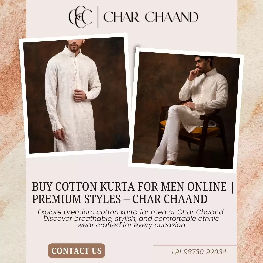 Buy Cotton Kurta for Men Online | Premium Styles – Char Chaand