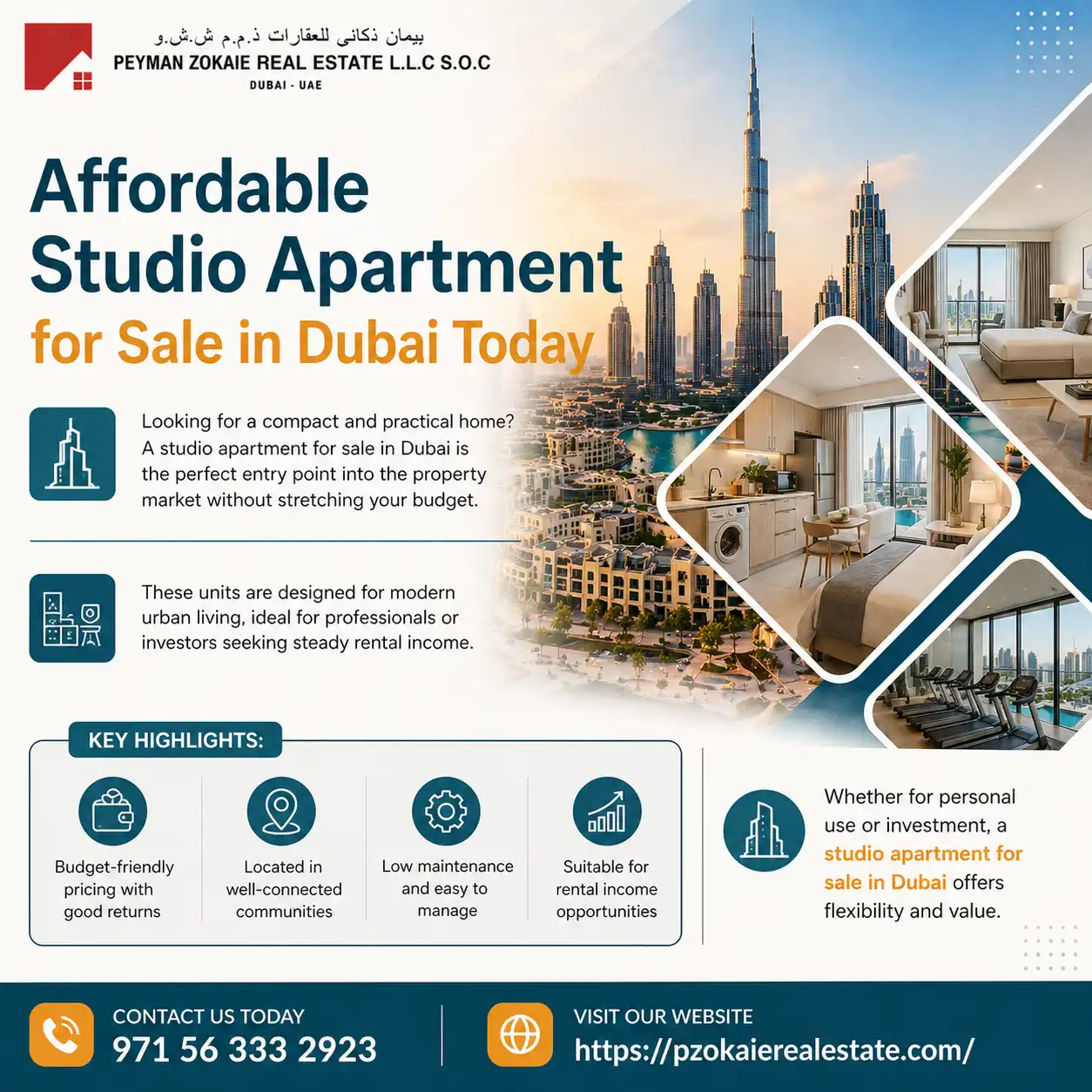 Affordable Studio Apartment for Sale in Dubai Today