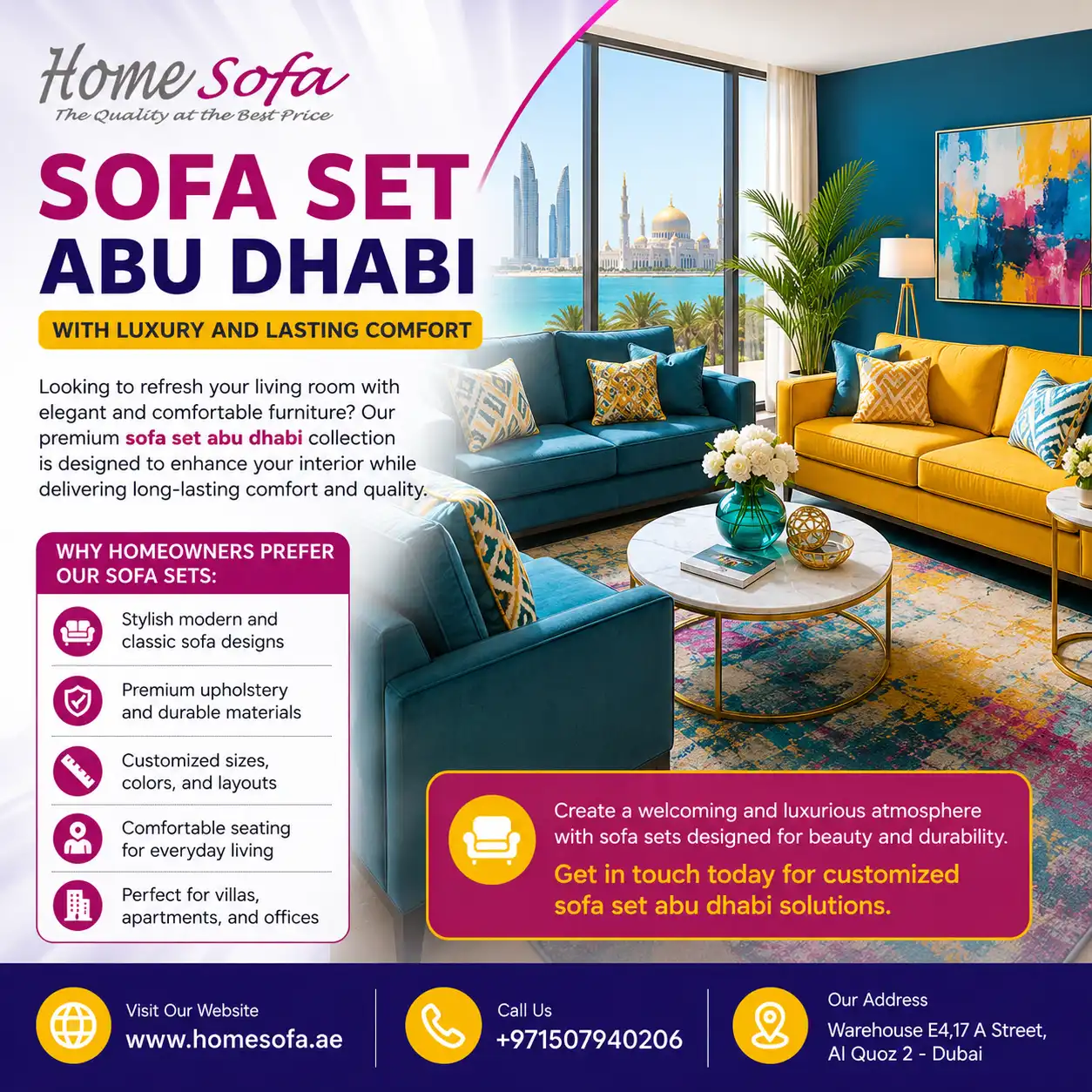 Sofa Set Abu Dhabi with Luxury and Lasting Comfort