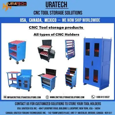 Uratech Gun Drill Cart for CNC Tool Storage and Industrial Drill Organization