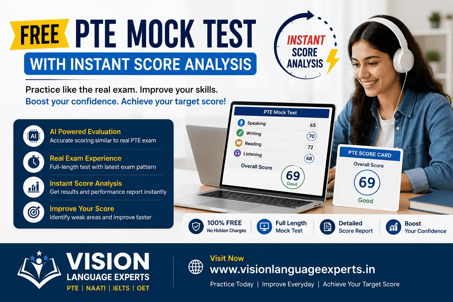 Get a Real Exam Experience with Our PTE Full Mock Test