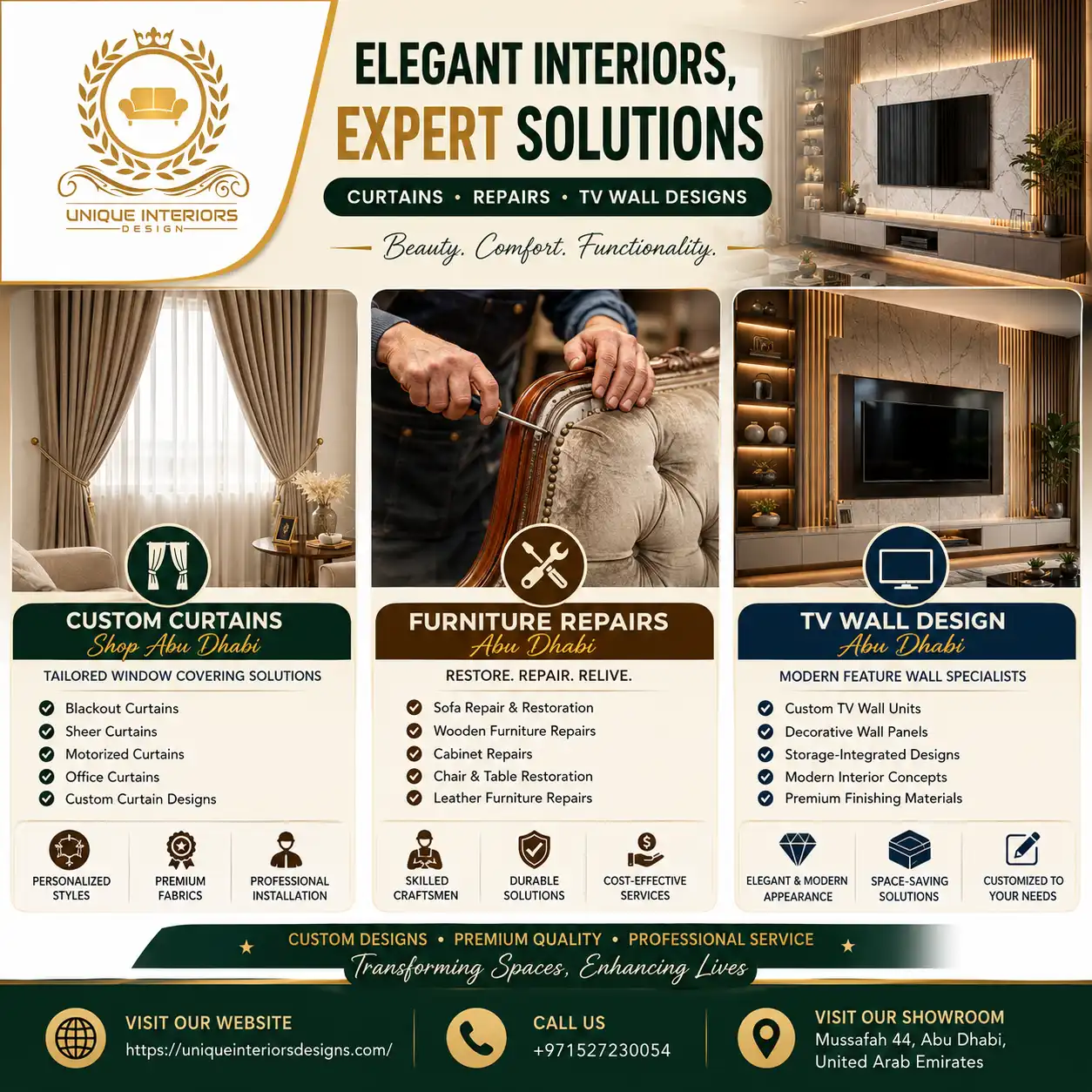 Custom Curtains Shop Abu Dhabi – Tailored Window Covering Solutions