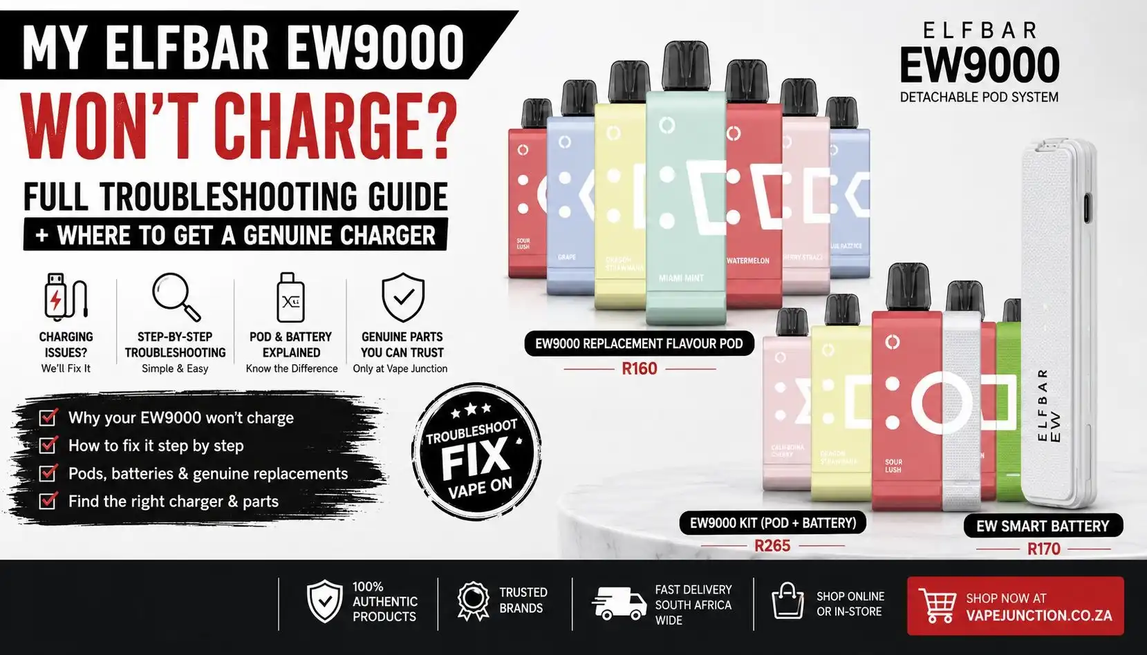 ELFBAR EW9000 Won’t Charge — Full Troubleshooting Guide + Where to Get a Genuine Charger