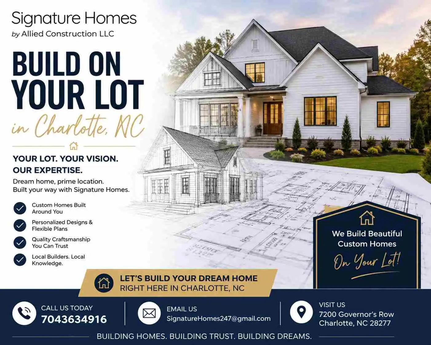 Build on Your Lot in Charlotte, NC – Create a Home That’s Truly Yours 