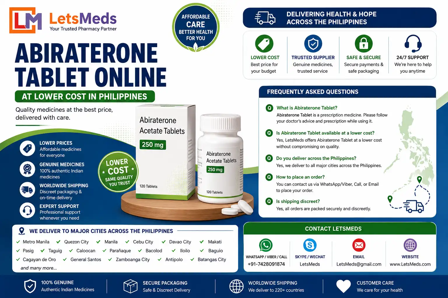 Abiraterone tablet Metro Manila at Lower Cost