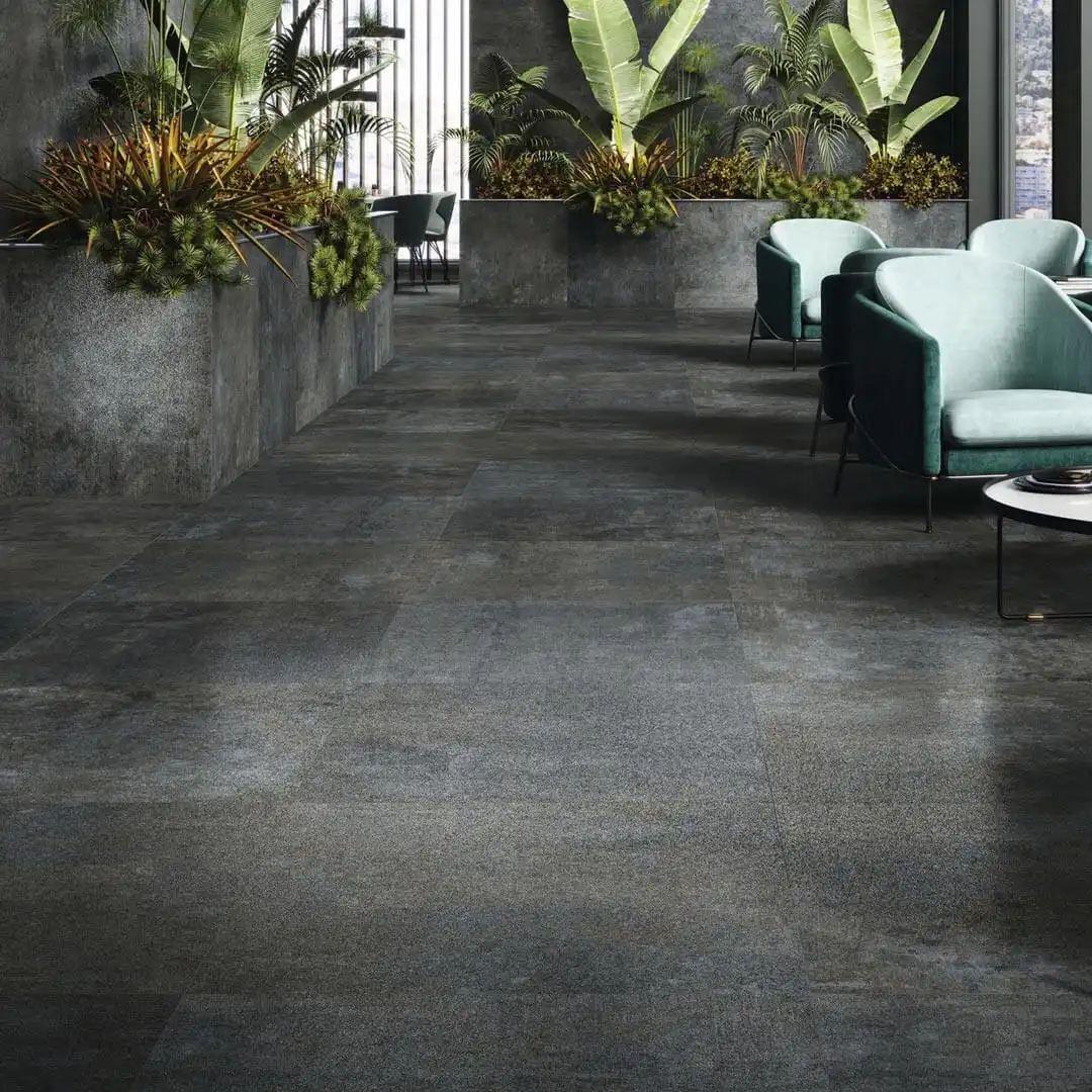 Dark Grey Concrete Effect Porcelain Tiles 80x80cm