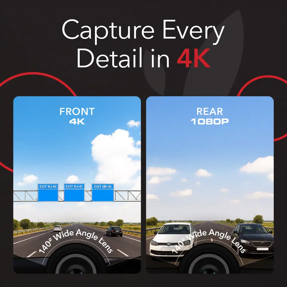Dylect Dual Dash Cam for Car: Front & Rear Road Recording