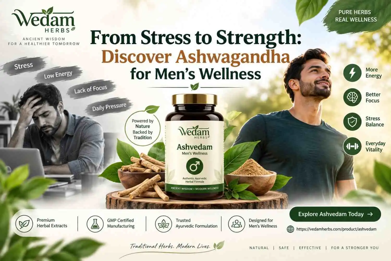Ashwagandha Capsules for Men to Support Daily Strength & Vitality