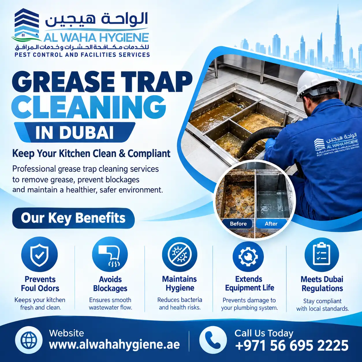 Slow Kitchen Drain? Grease Trap Cleaning Dubai – +971 56 695 2225