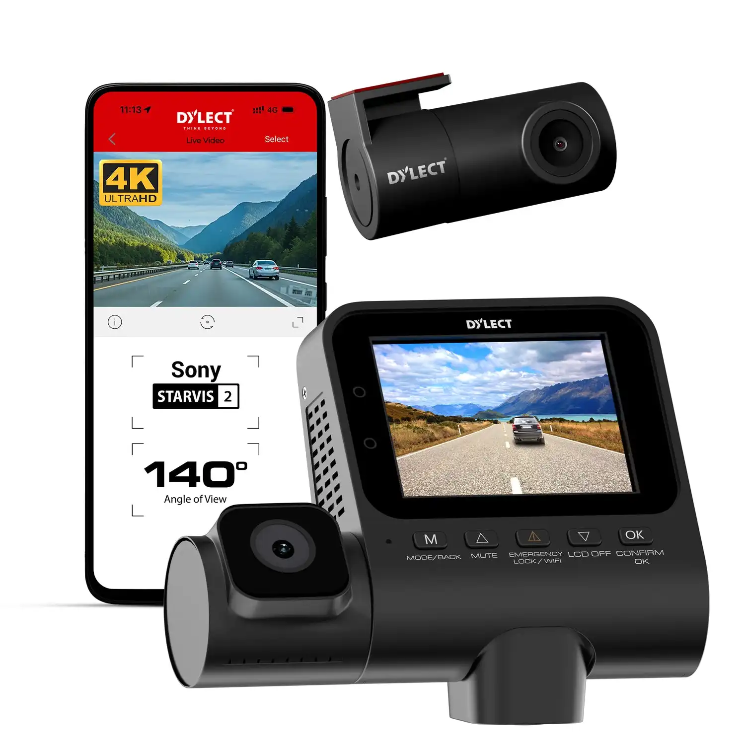 Buy Dylect 3 Channel Dash Cam for Front, Rear & Cabin Coverage